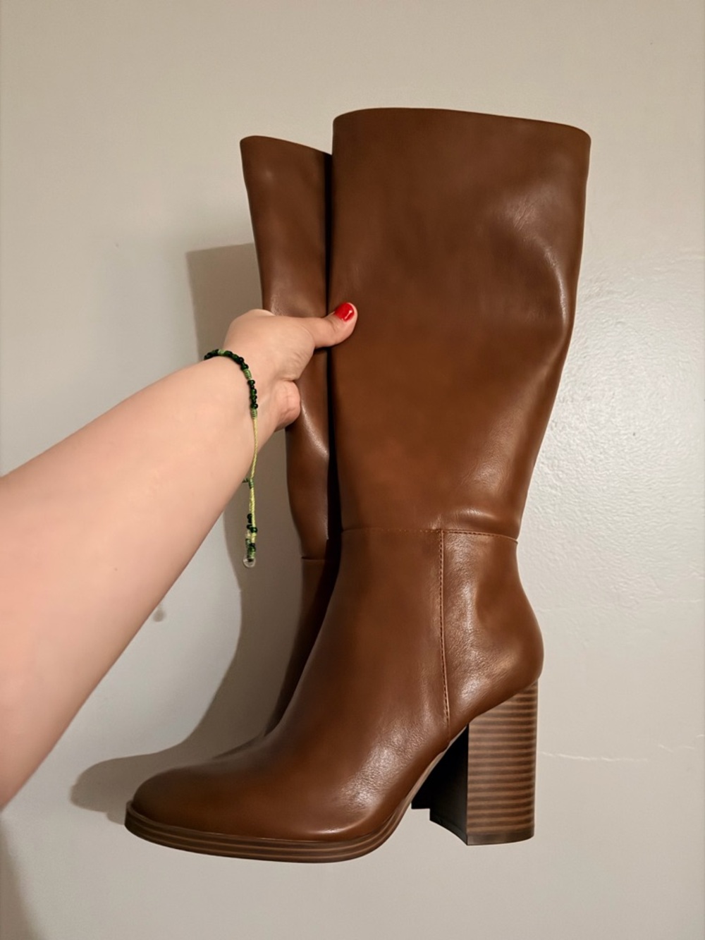 Unisa Brown Leather Knee-High Block Heel Boots